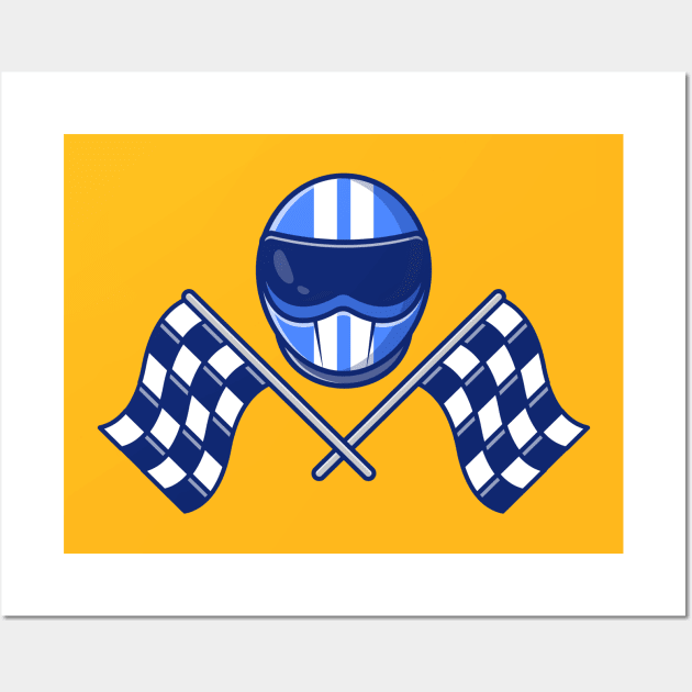 Helmet And Racing Flag Wall Art by Catalyst Labs